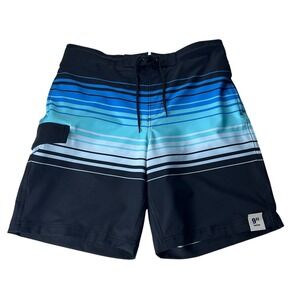 George Mens Board Shorts Blue Stripe Swim Trunks 9 Inseam Size M 32-34 NEW
